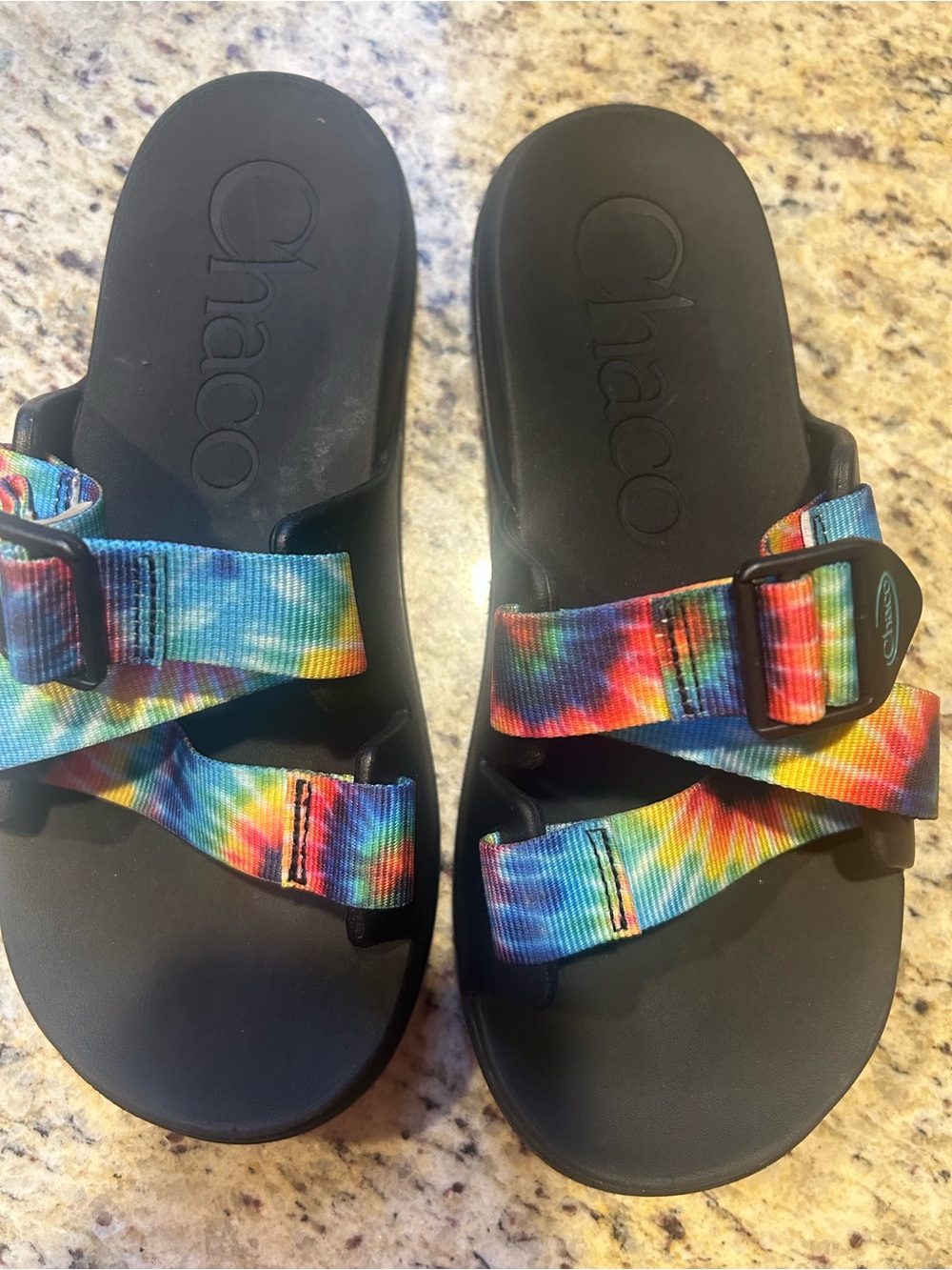 CHACOS CHILLOS Slide adjustable tie dye sandals. Womens size 8. Like new